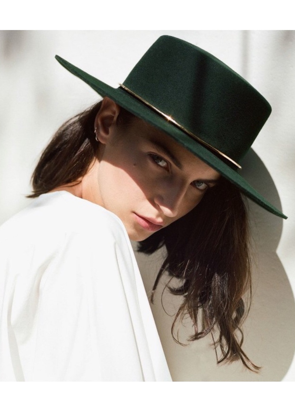 Janessa Leone Emery Deep Green Hat Medium